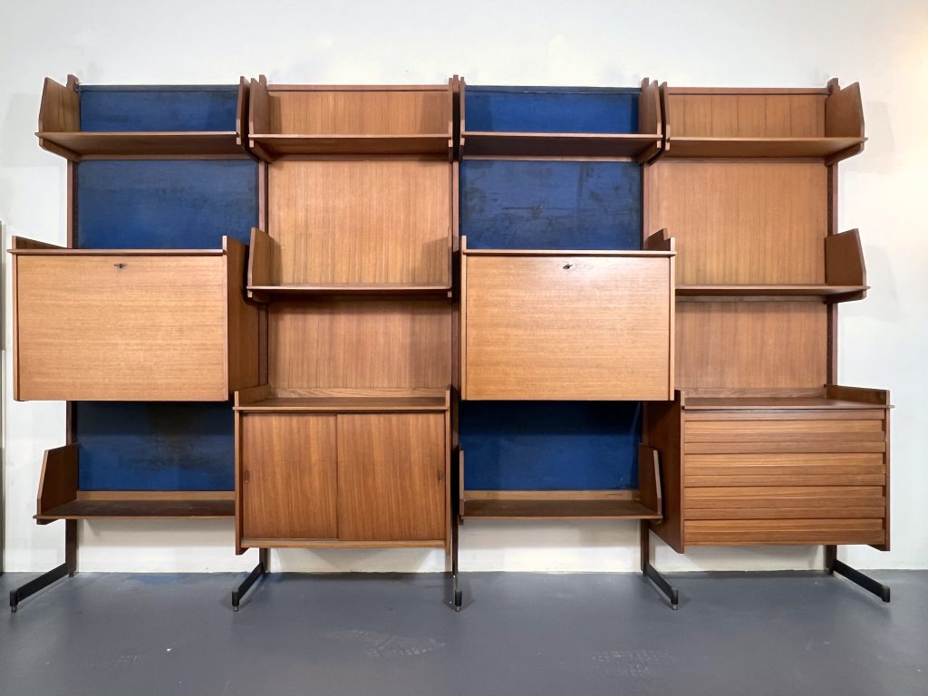 Mid-Century Modern Modular Wood Bookcase From 50s – Vintagitaly