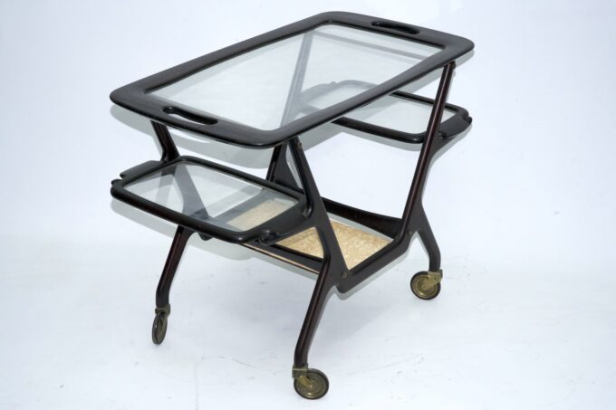 Mid-Century Wooden Bar Cart by Cesare Lacca, Italy, 1950s