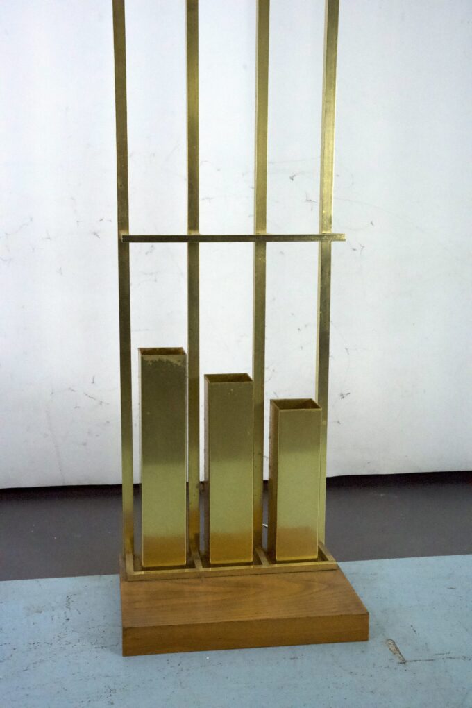 Mid-Century Brass and Wood Coat Rack. Italy 1970s