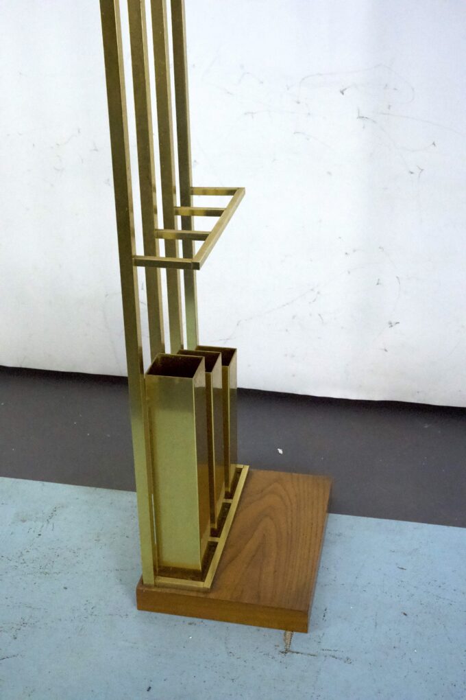 Mid-Century Brass and Wood Coat Rack. Italy 1970s