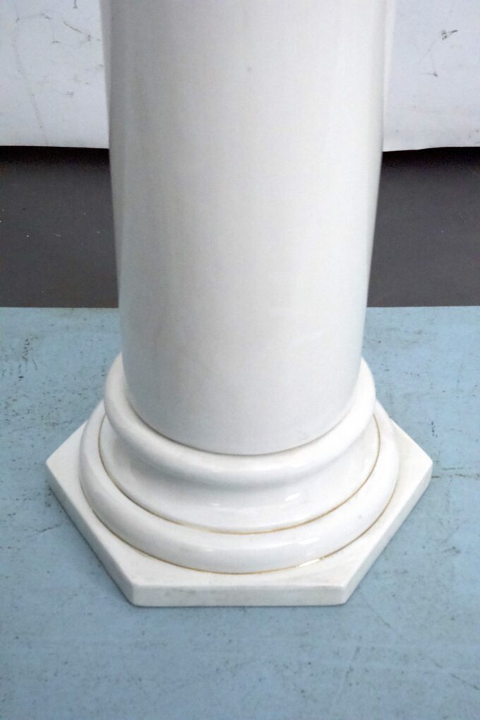 Tommaso Barbi Oversized White Ceramic Vase with Gold Details and Column, Italy, 1970s