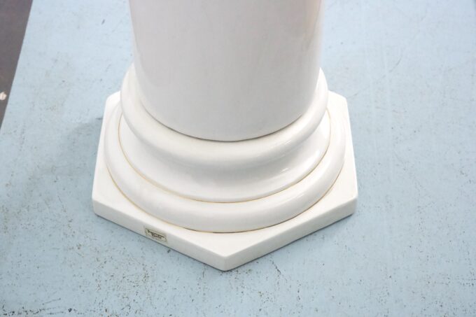 Tommaso Barbi Oversized White Ceramic Vase with Gold Details and Column, Italy, 1970s